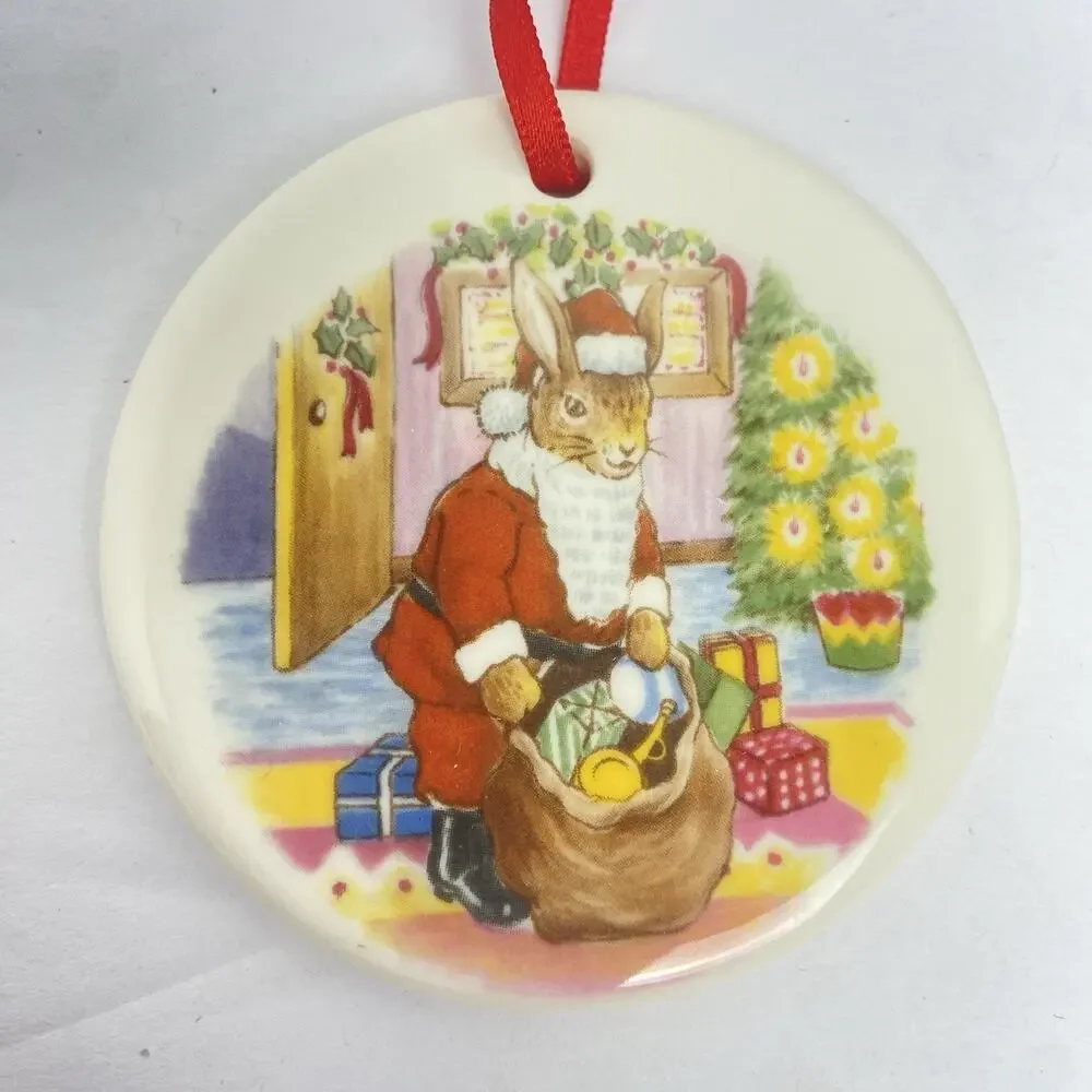 Royal Doulton Bunnykins Vintage Bunnykins Christmas Ornament With Santa Rabbit